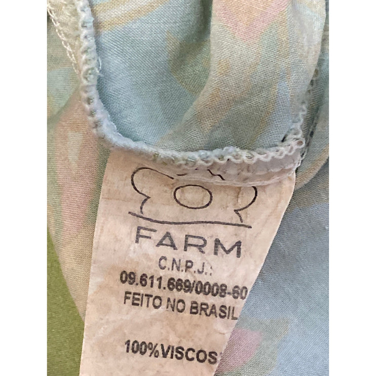 Farm Rio Coral Green Floral Paisley Tie Sleeveless Cami Backless Mini Dress M