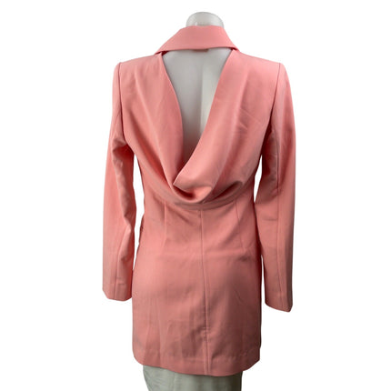 BCBGMAXAZRIA Women's Pink Cowl Back Double Breasted Blazer Mini Dress Size S