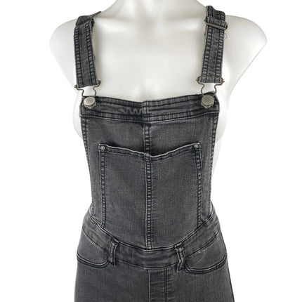 H&M Divided Black Sleeveless Ankle Zip Skinny Denim Jeans Overalls Jumpsuit Sz 4