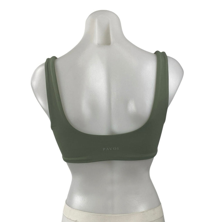 Pavoi Green Scoop Neck Yoga Gym Workout Athletic Sports Bra Crop Top Size S