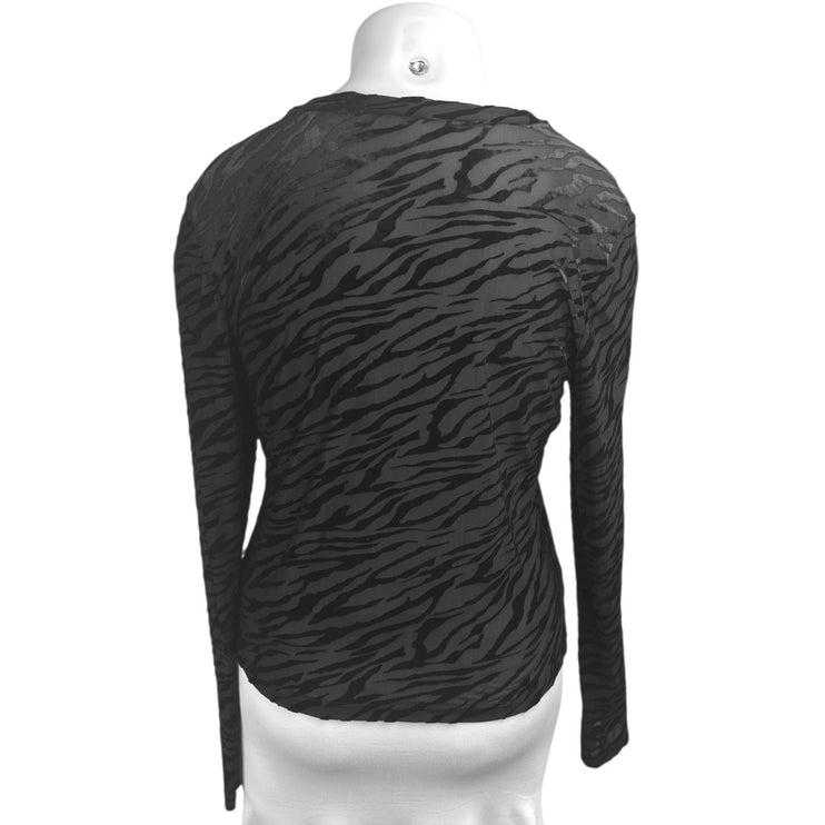 Remi X Revolve Ella Black Animal Tiger Print Velvet Long Sleeve Shirt Top 2XL