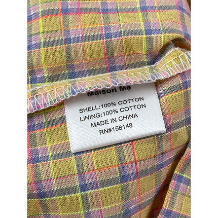 Maison Me Diana Kids Girls Yellow Ruffle Collar Plaid Checkered Blouse Top Sz 4Y