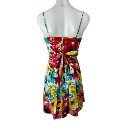 B Darlin Multicolor Watercolor Floral Sleeveless Mini Cami Flare A-Line Dress S