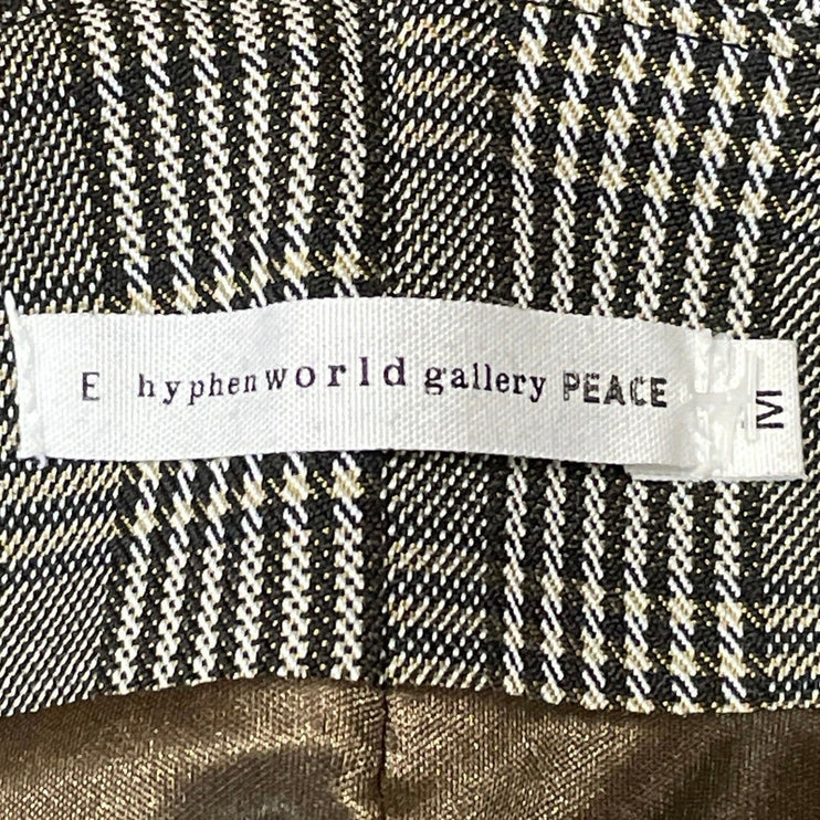 E Hyphen World Gallery Gray Plaid Sleeveless Button Up Overalls Midi Dress Sz M