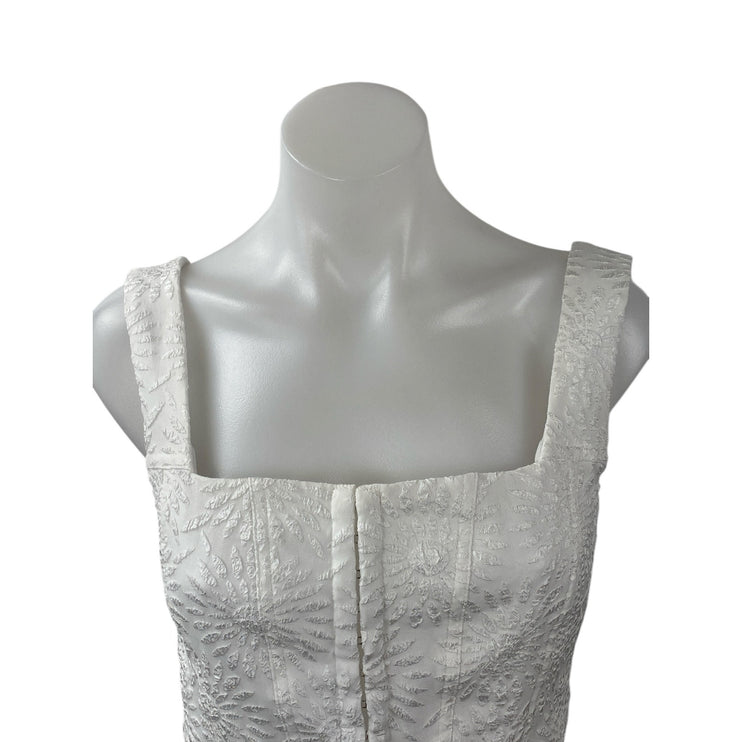 Princess Polly Women's White Corset Bustier Textured Sleeveless Cami Crop Top 6