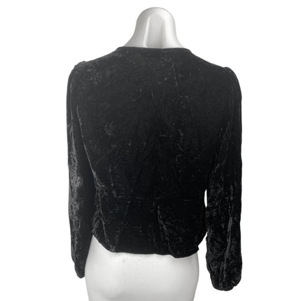 & Other Stories Women's Black Velvet Velour Long Sleeve Button Up Blouse Size 6