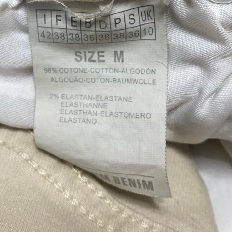 NEW Adoro Beige Frayed Distressed High Waist Straight Flared Denim Jeans Pants M