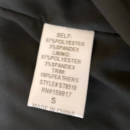 Altar'd State Black Feather Faux Fur Strapless Bandeau Corset Bustier Crop Top S