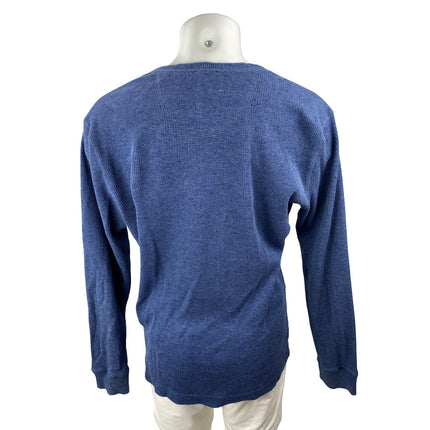 Nordstrom Men's Blue Thermal Waffle Knit Henley Neck Long Sleeve Shirt Top Sz L
