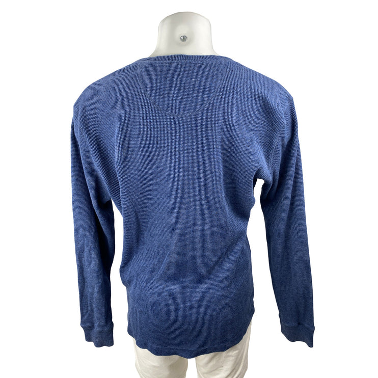 Nordstrom Men's Blue Thermal Waffle Knit Henley Neck Long Sleeve Shirt Top Sz L
