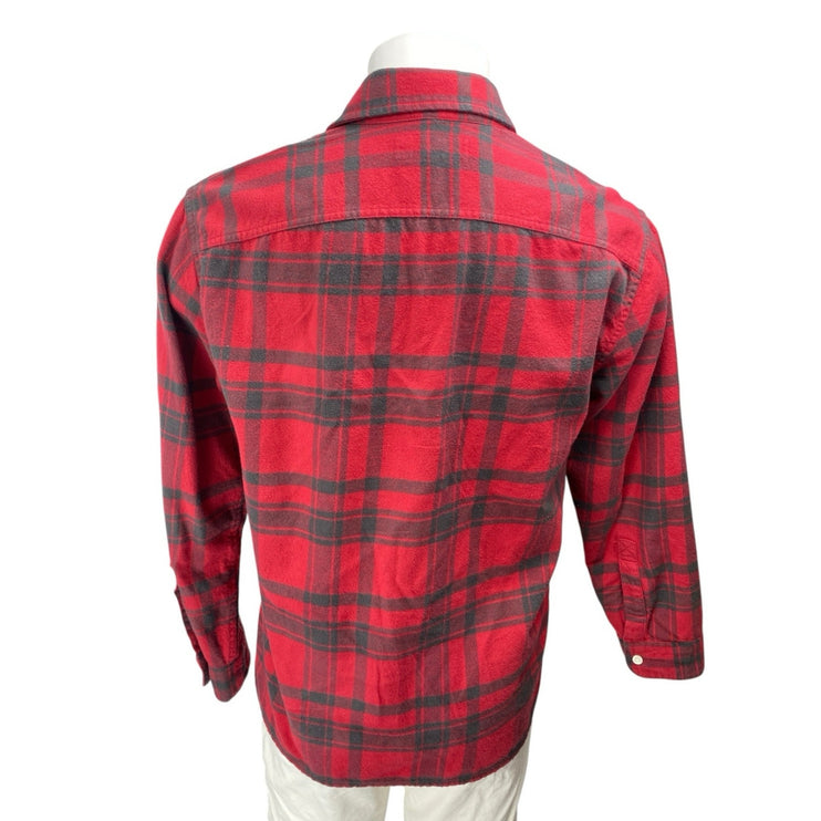 Hollister Men's Red Black Plaid Flannel Long Sleeve Button Up Shirt Top Size S