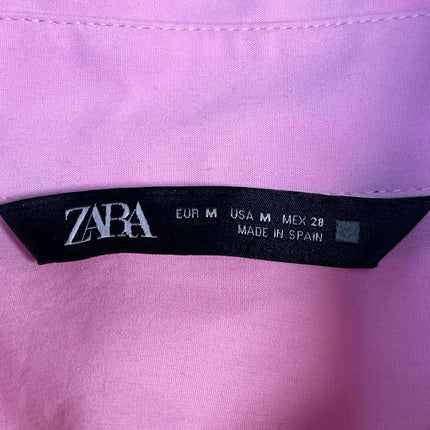 Zara Women's Pink Relaxed Collared Long Sleeve Button Down Shirt Top Size M