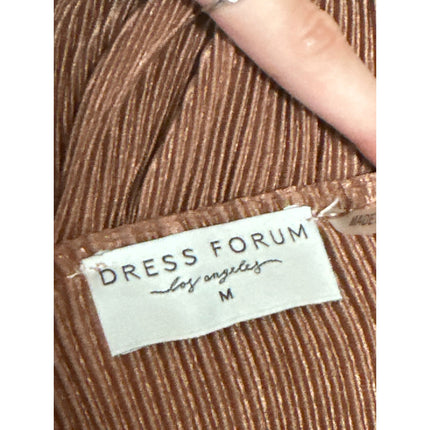 Dress Forum Brown Plisse Pleated Sleeveless Tiered Ruffle Cami Tank Crop Top M