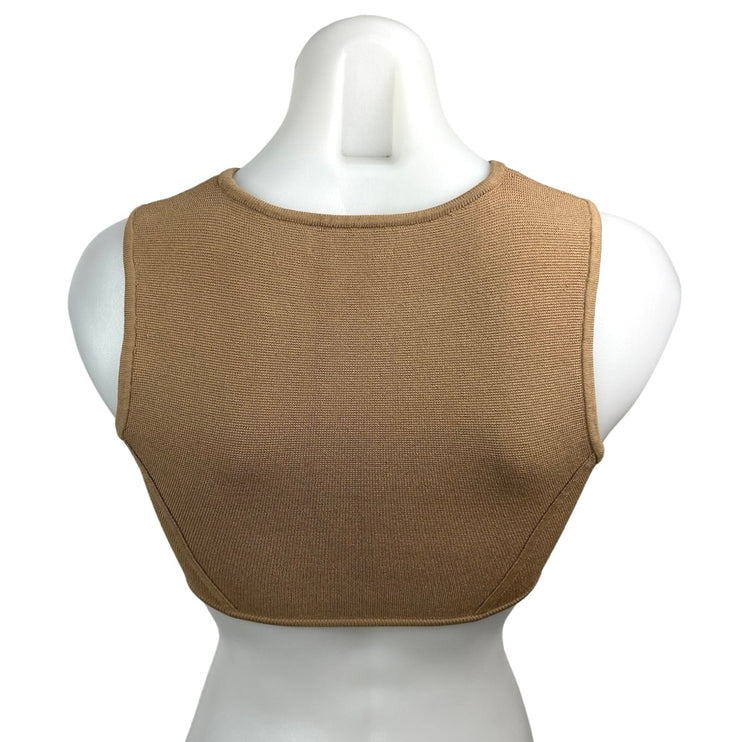 Aritzia Babaton Brown Sculpt Knit Sleeveless Crewneck Stretch Crop Tank Top 2XS