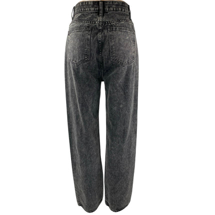 Momokrom women's Black Washed High Waisted Wide Leg Baggy Denim Jeans Size 6