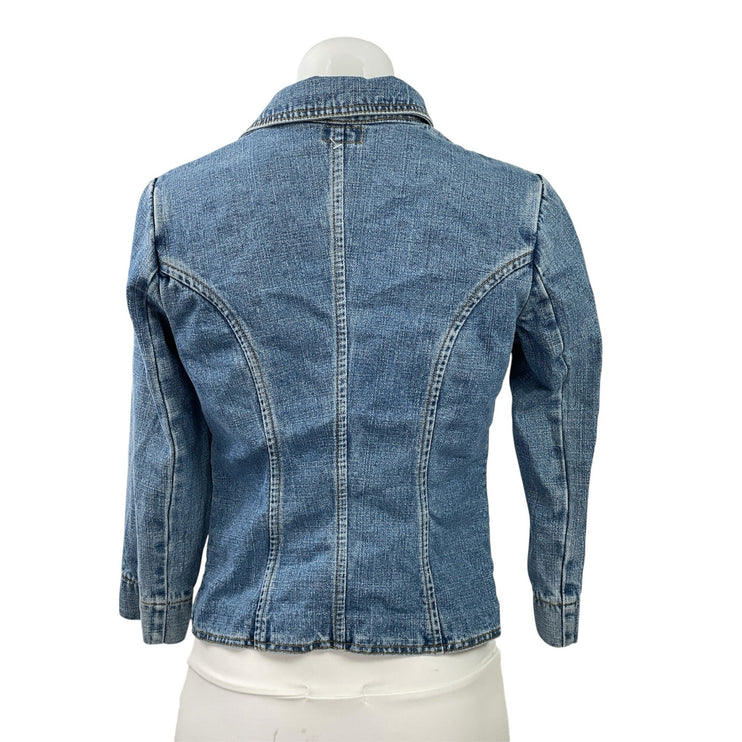 Mossimo Womens Blue Long Sleeve Collared Button Front Denim Coat Jacket Size S