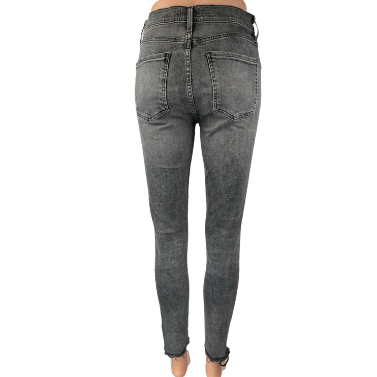 Agolde Women's Black Washed Raw Hem Stretch Casual Skinny Denim Jeans Size 27