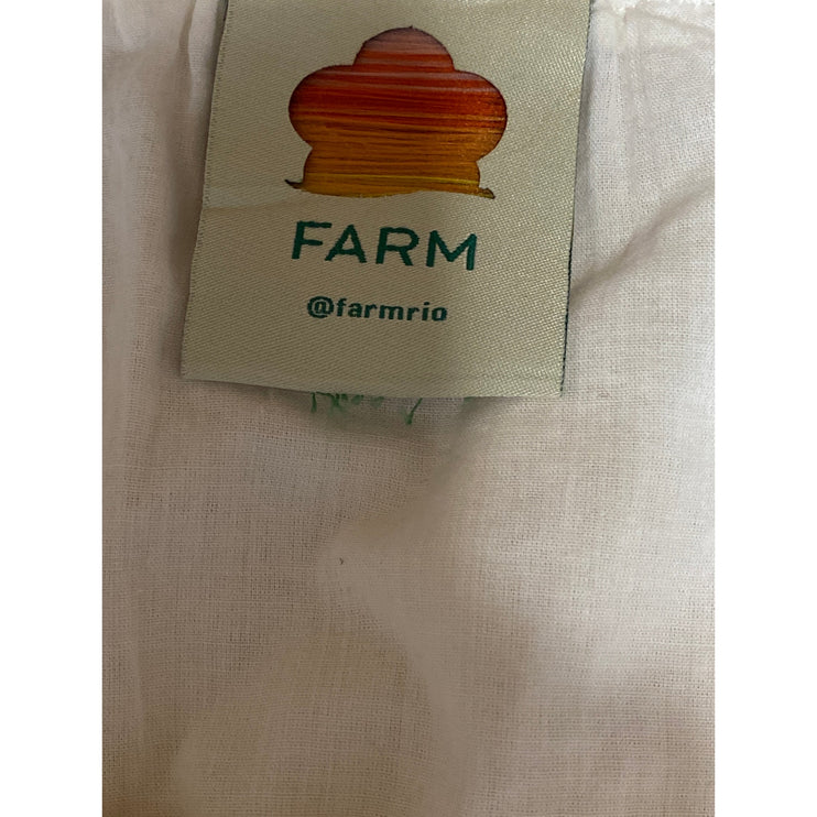 Farm Rio Women's White Floral Lace Embroidered Long Balloon Sleeve Blouse Top M