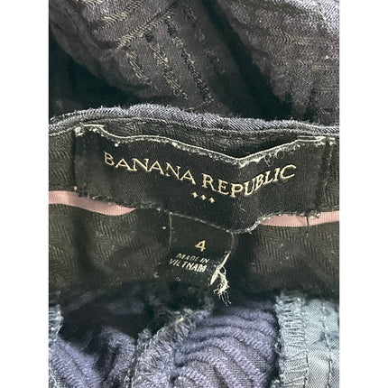 Banana Republic Women's Navy Blue Argyle Pattern Straight Trousers Pants Size 4