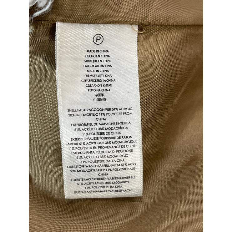 Michael Kors Womens Beige Faux Raccoon Fur Sleeveless Open Vest Jacket Size M