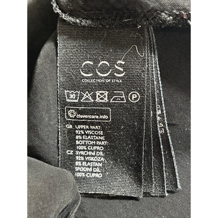 COS Women's Black Long Sleeve Round Neck Mesh Shift Blouse Tunic Top Size XS