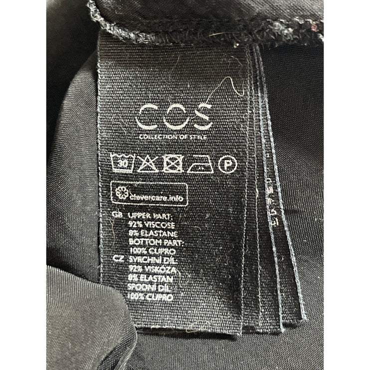 COS Women's Black Long Sleeve Round Neck Mesh Shift Blouse Tunic Top Size XS