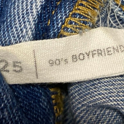 Pacsun 90's Boyfriend Blue Distressed High Waisted Straight Denim Jeans Pants 25