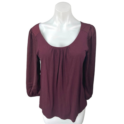 NEW Banana Republic Women's Maroon Cutout Tie Back Long Sleeve Blouse Top Size S