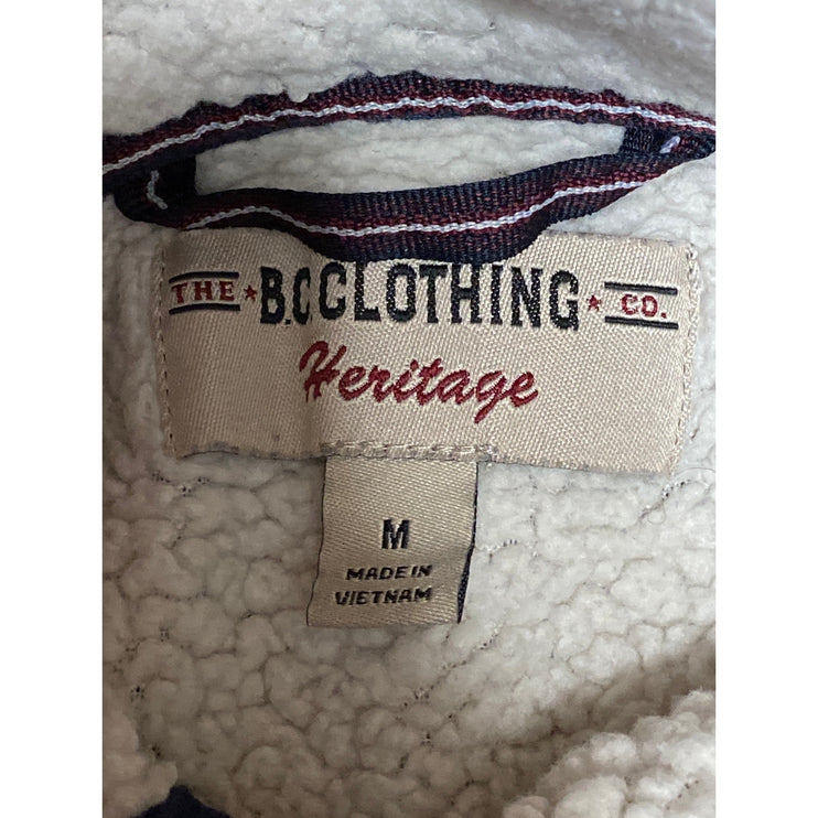 BC Clothing Heritage Men's Blue Sherpa Lined Quarter Zip Long Sleeve Sweater M