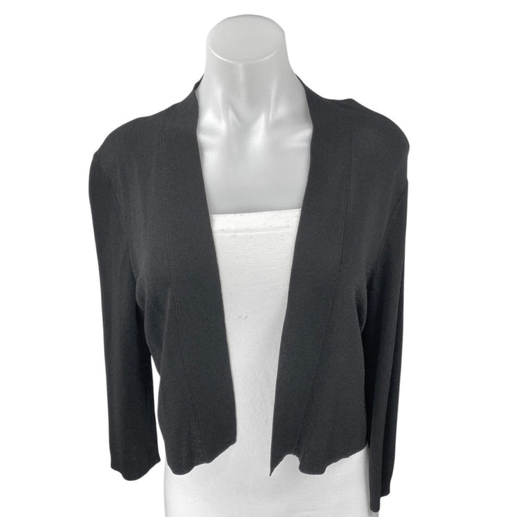 Ann Taylor Women's Black Long Sleeve Cropped Open Cardigan Sweater Top Size L