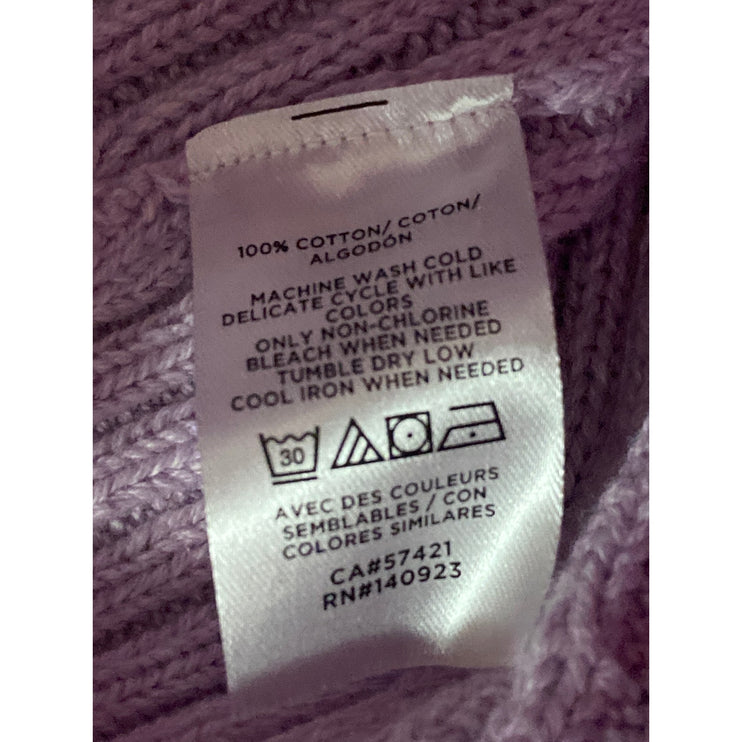 Ann Taylor LOFT Purple Lilac Half Sleeve Ribbed Knit Ruffle Sweater Top Size M