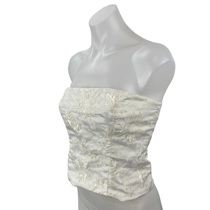 Reformation Giorgia Women's White Floral Sleeveless Bandeau Crop Corset Top Sz 4