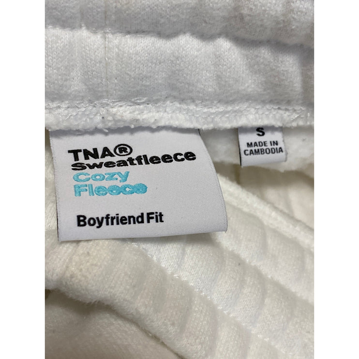 Aritzia TNA Sweatfleece Women's White Boyfriend Fit Lounge Mini Shorts Size S