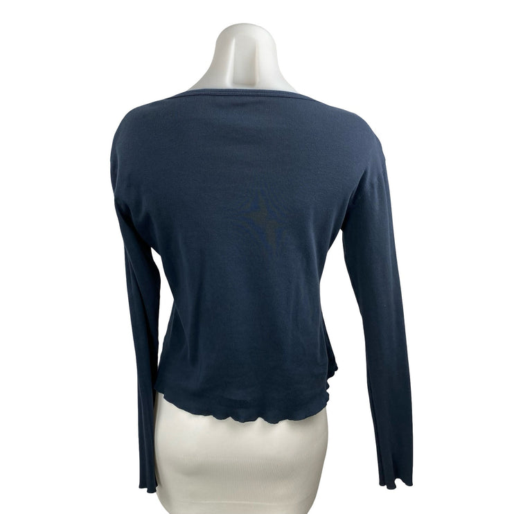 Brandy Melville Paige Blue V Neck Long Sleeve Button Down Cardigan Sweater Top S