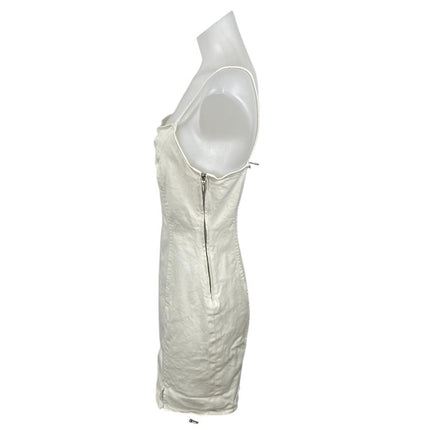 H&M White Sleeveless Square Neck Side Zip Cami Tank Mini Bodycon Dress Size M