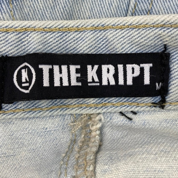 The Kript Blue 100% Cotton Light Wash High Rise Cutoff Denim Jean Short Size M