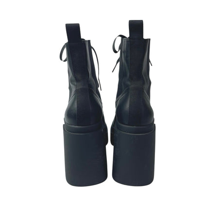 Clergerie Noam Womens Black Leather Lace Up Block Heels Platform Ankle Boots 7.5