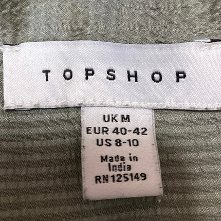 Topshop Women's Green Silk Satin Long Sleeve Button Down Pajama Set Size 8/10
