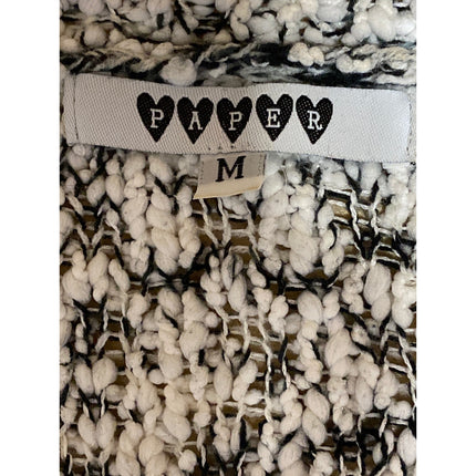 Paper Women's Black White Floral Lace Trim Long Sleeve Sweatshirt Sweater Top M
