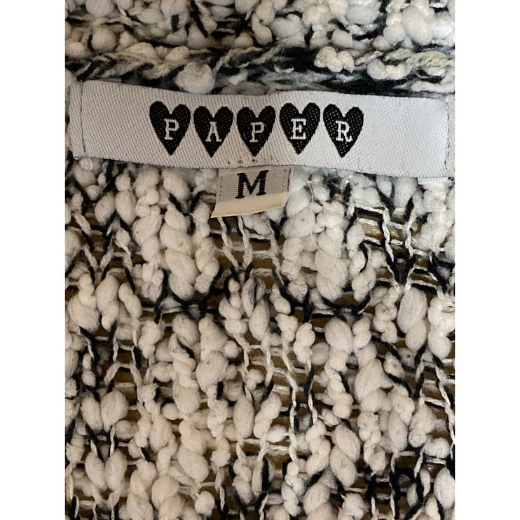 Paper Women's Black White Floral Lace Trim Long Sleeve Sweatshirt Sweater Top M