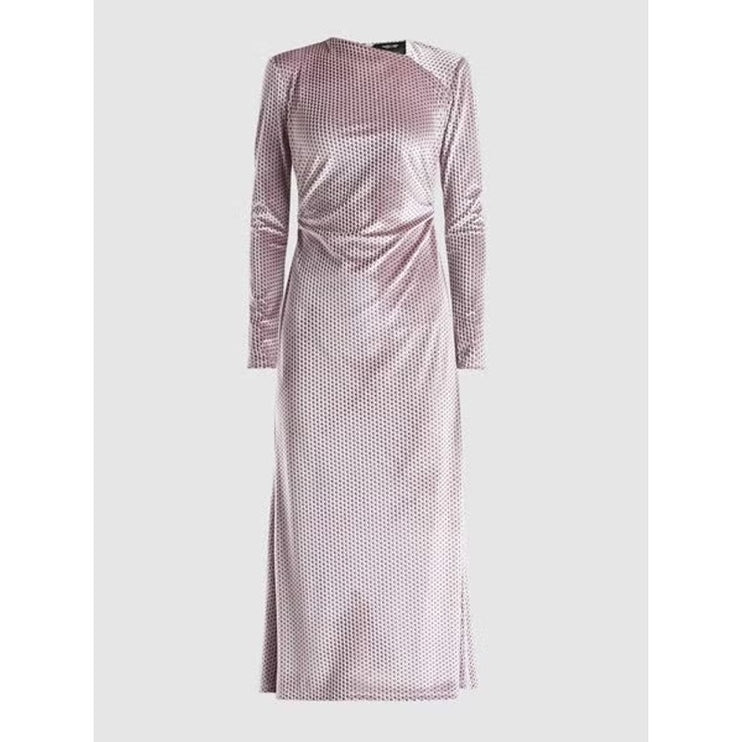 Rachel Comey Surveillance Pink Velvet Velour Long Sleeve Ruched Midi Dress Sz 4