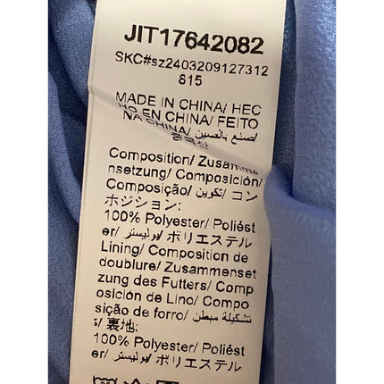 Women's Blue Floral Embroidered Short Sleeve Mesh Sheer A Line Maxi Dress Size S