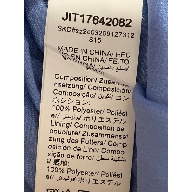 Women's Blue Floral Embroidered Short Sleeve Mesh Sheer A Line Maxi Dress Size S