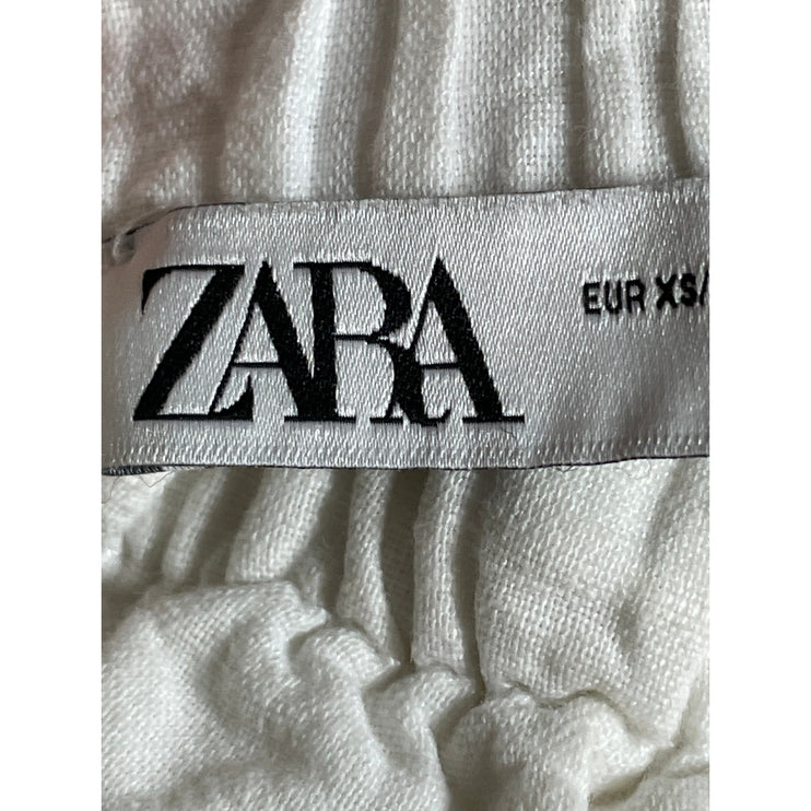 Zara Women's White High Waisted Baggy Loose Jogger Trousers Pants Size XS/S