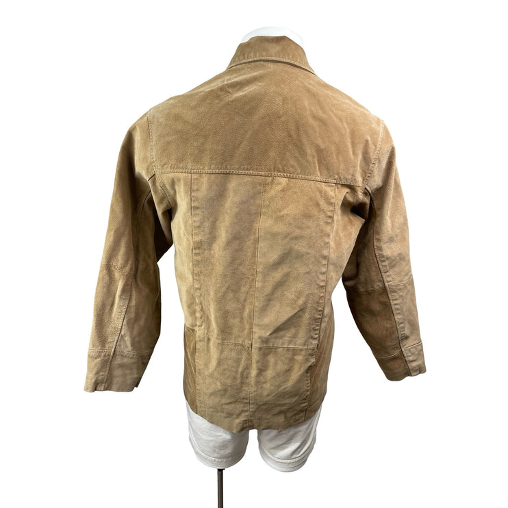 M. Julian Wilsons Men's Tan Khaki 100% Leather Long Sleeve Button Up Jacket S