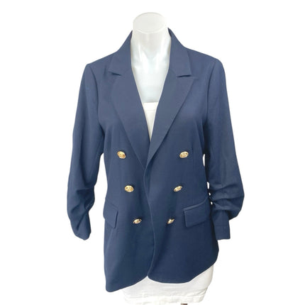 Aqua Women's Navy Blue Long Sleeve Double Breasted Blazer Suit Jacket Size M