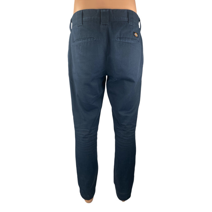 Dickies Men's Blue Mid Rise Slim Straight Skinny Chino Khaki Trousers Pants 32