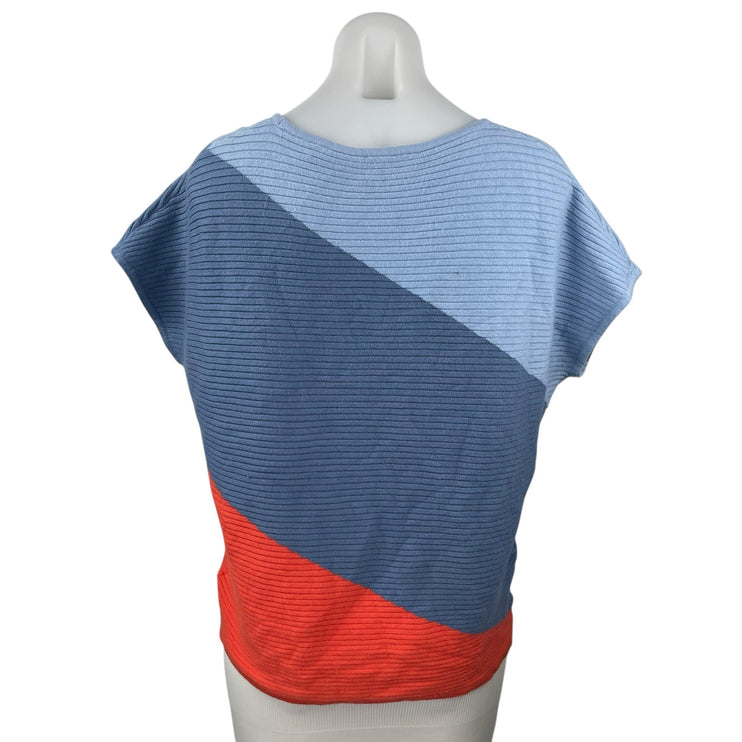 Tahari Women's Multicolor Colorblock Rib Knit Short Sleeve Sweater Top Size S/P