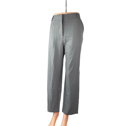 NEW Ni Min Women's Gray Straight Leg Loose High Waisted Trousers Pants Size S