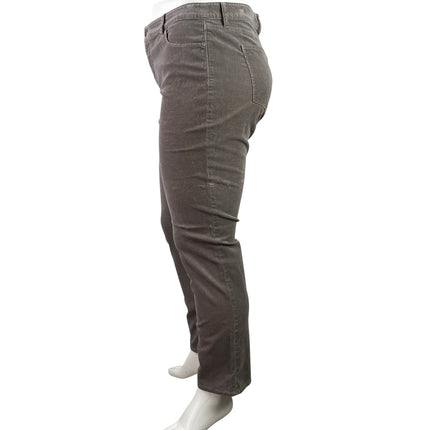 Talbots Flawless Five Pocket Gray Corduroy Straight Leg Trousers Pants Size 16